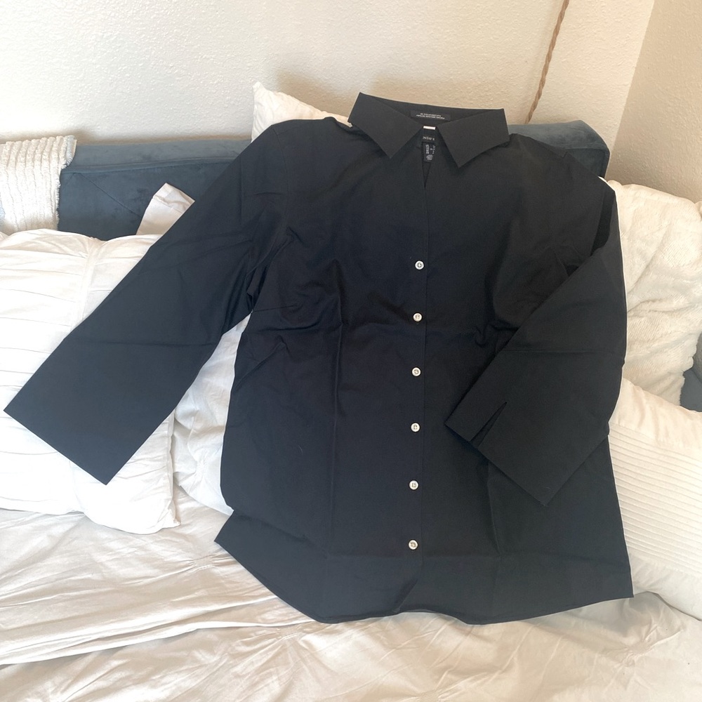 NTW Black Lands End Button Up Blouse